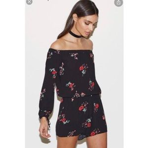 Kendall and Kylie Off Shoulder  Rose Print Romper